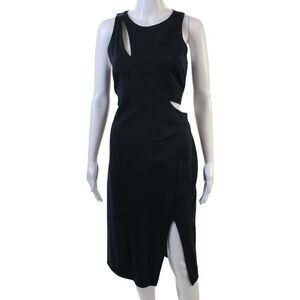 N Nicholas Womens Back Zip Sleeveless Crew Neck Cut Out Dress Navy Size 6